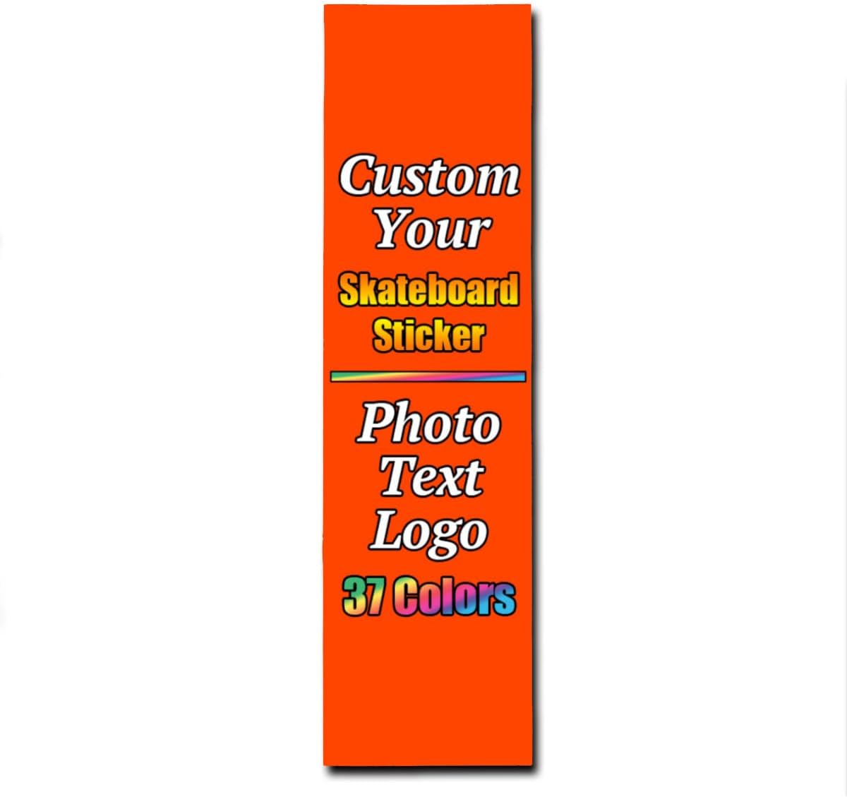 Personalized Skateboard Stickers, Add Picture Logo Text, Custom Fashion Skateboard Sticker for Scooter Longboard, Gifts for Dad Brothers, Yellow, 9"x31"