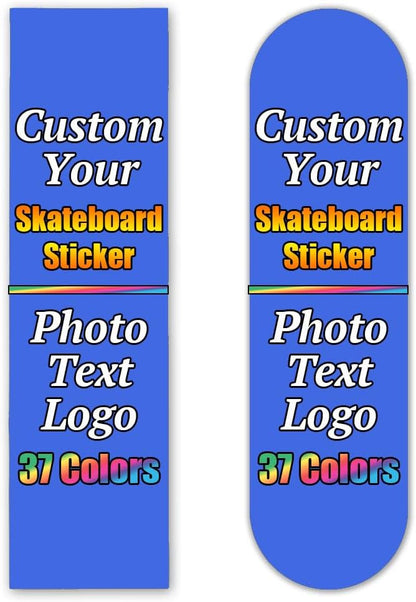 Personalized Skateboard Stickers, Add Picture Logo Text, Custom Fashion Skateboard Sticker for Scooter Longboard, Gifts for Dad Brothers, Yellow, 9"x31"