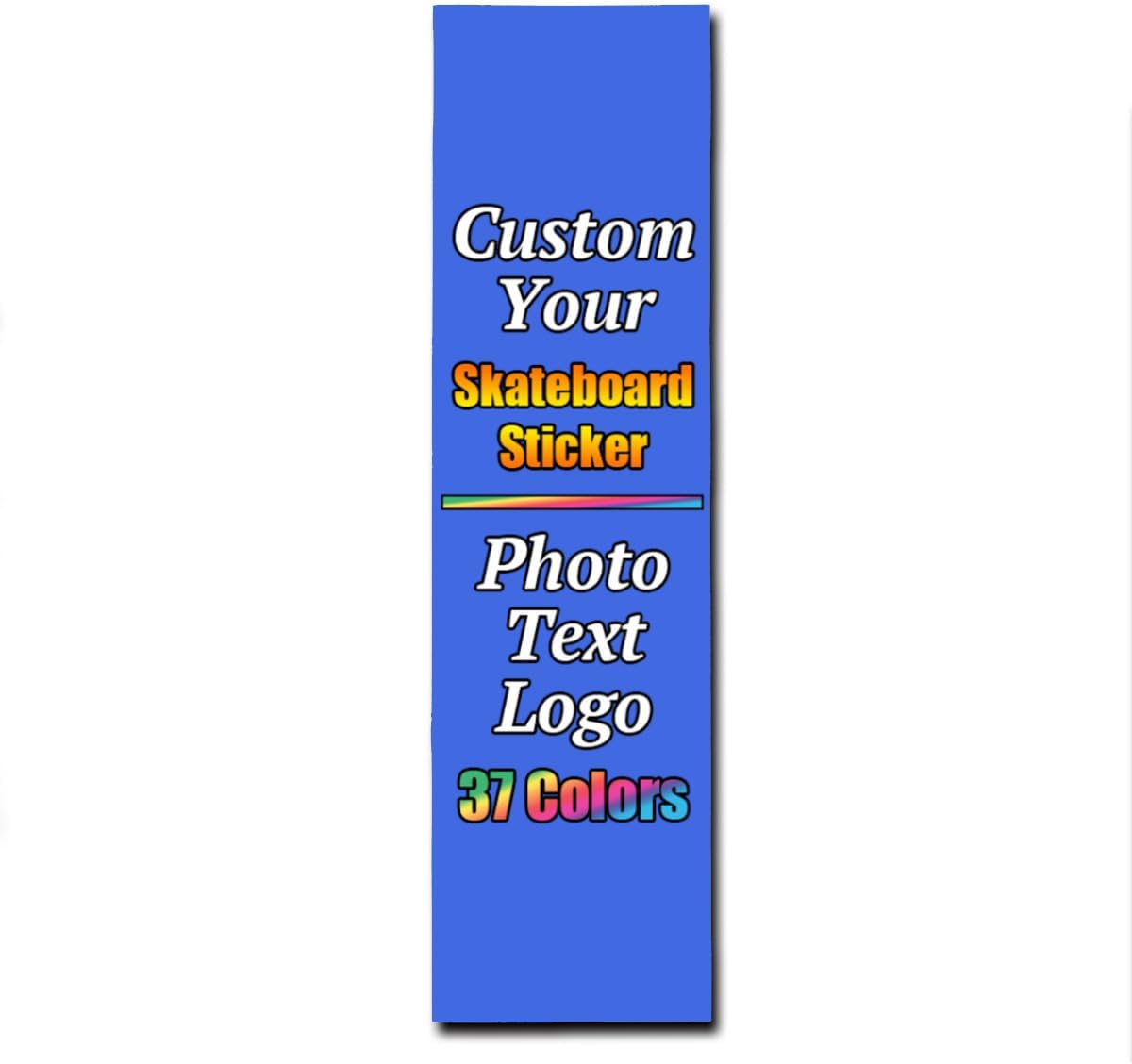 Personalized Skateboard Stickers, Add Picture Logo Text, Custom Fashion Skateboard Sticker for Scooter Longboard, Gifts for Dad Brothers, Yellow, 9"x31"