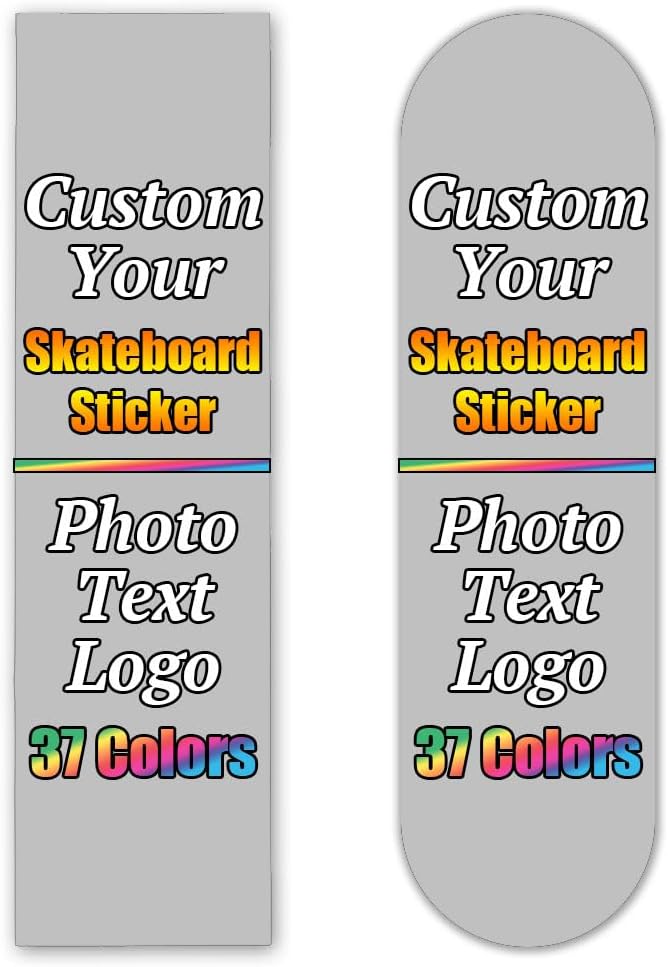 Personalized Skateboard Stickers, Add Picture Logo Text, Custom Fashion Skateboard Sticker for Scooter Longboard, Gifts for Dad Brothers, Yellow, 9"x31"