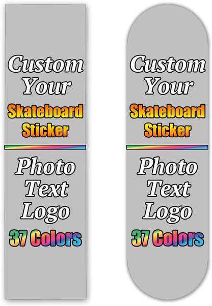 Personalized Skateboard Stickers, Add Picture Logo Text, Custom Fashion Skateboard Sticker for Scooter Longboard, Gifts for Dad Brothers, Yellow, 9"x31"