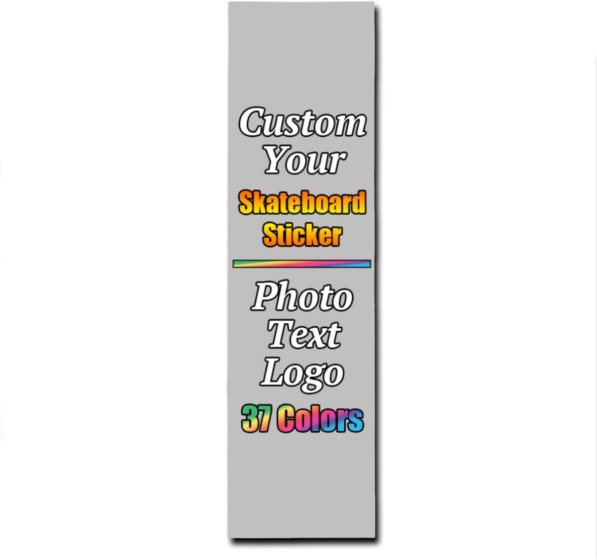 Personalized Skateboard Stickers, Add Picture Logo Text, Custom Fashion Skateboard Sticker for Scooter Longboard, Gifts for Dad Brothers, Yellow, 9"x31"