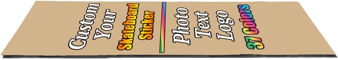 Personalized Skateboard Stickers, Add Picture Logo Text, Custom Fashion Skateboard Sticker for Scooter Longboard, Gifts for Dad Brothers, Yellow, 9"x31"