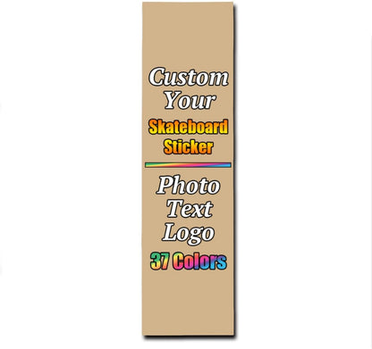 Personalized Skateboard Stickers, Add Picture Logo Text, Custom Fashion Skateboard Sticker for Scooter Longboard, Gifts for Dad Brothers, Yellow, 9"x31"