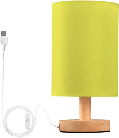 Yellow Table Lamp Bedside Lamps for Bedroom Nightstand Lamps with Round Fabric Linen Desk Lamps for Living Room Dorm Office Home Decor