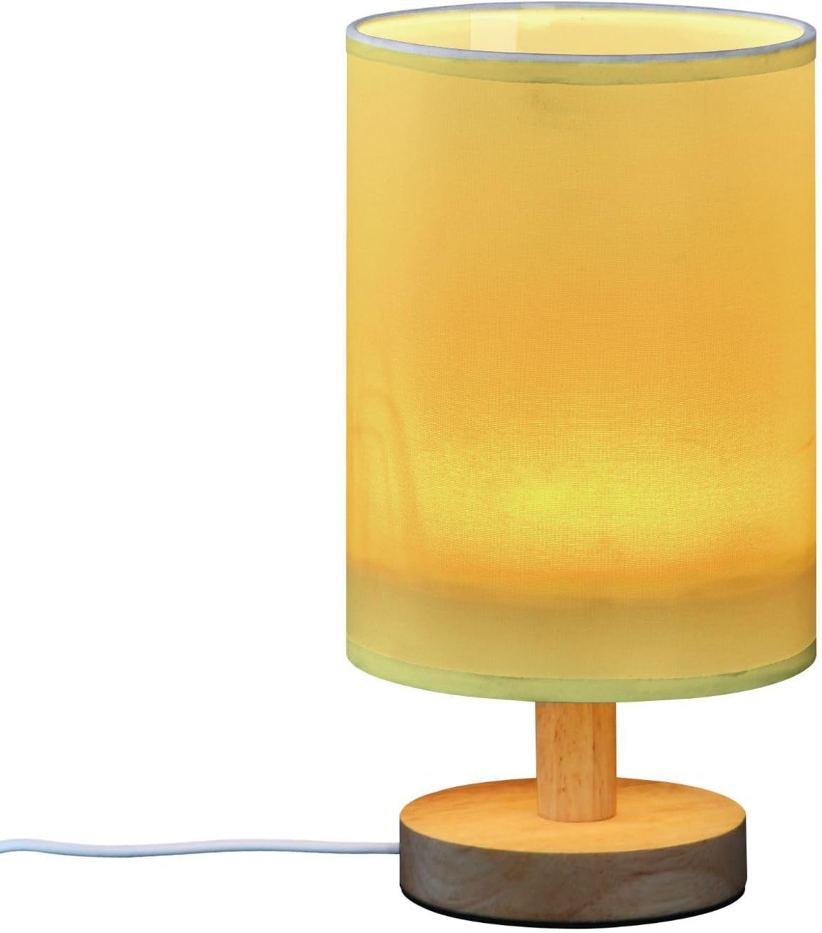 Yellow Table Lamp Bedside Lamps for Bedroom Nightstand Lamps with Round Fabric Linen Desk Lamps for Living Room Dorm Office Home Decor