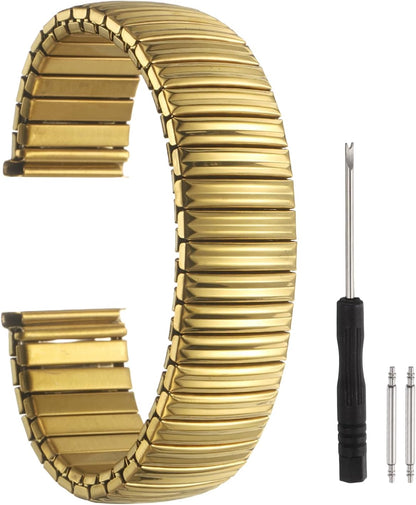 Expansion Watch Bands Stainless Steel with Spring Bars Removal Tool for Women Men Metal Replacement Watch Bands
