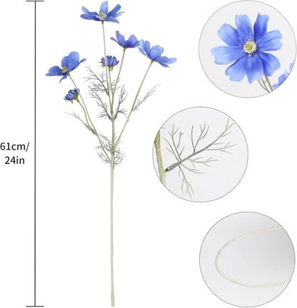 Daisy Flowers Artificial,6PCS Yellow Silk Flowers 24'' Artificial Wildflower Faux Cosmos Flower Stems for Wedding Party Kitchens Home Decoration(Yellow)