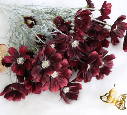 Daisy Flowers Artificial,6PCS Yellow Silk Flowers 24'' Artificial Wildflower Faux Cosmos Flower Stems for Wedding Party Kitchens Home Decoration(Yellow)