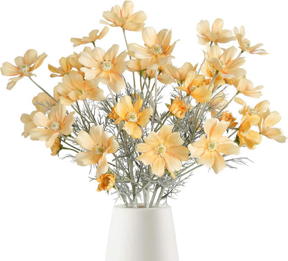 Daisy Flowers Artificial,6PCS Yellow Silk Flowers 24'' Artificial Wildflower Faux Cosmos Flower Stems for Wedding Party Kitchens Home Decoration(Yellow)