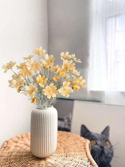 Daisy Flowers Artificial,6PCS Yellow Silk Flowers 24'' Artificial Wildflower Faux Cosmos Flower Stems for Wedding Party Kitchens Home Decoration(Yellow)