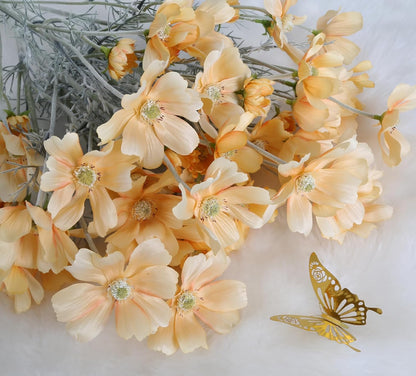 Daisy Flowers Artificial,6PCS Yellow Silk Flowers 24'' Artificial Wildflower Faux Cosmos Flower Stems for Wedding Party Kitchens Home Decoration(Yellow)