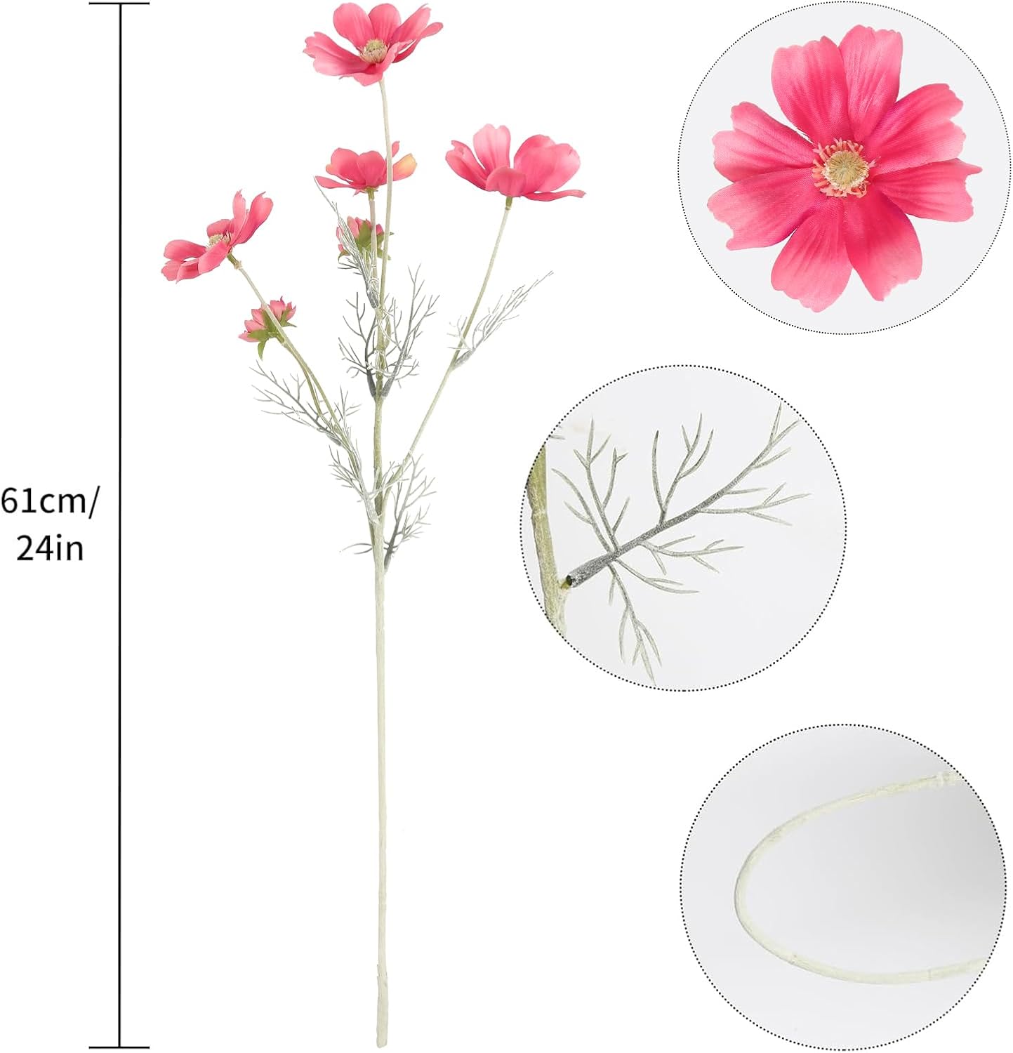 Daisy Flowers Artificial,6PCS Yellow Silk Flowers 24'' Artificial Wildflower Faux Cosmos Flower Stems for Wedding Party Kitchens Home Decoration(Yellow)