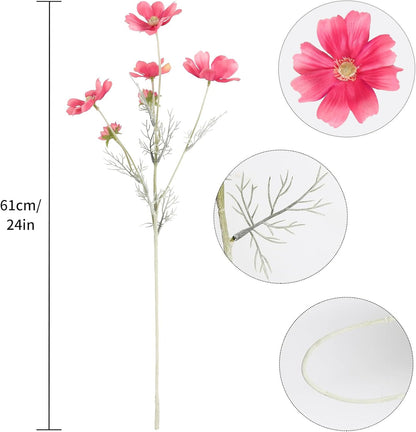 Daisy Flowers Artificial,6PCS Yellow Silk Flowers 24'' Artificial Wildflower Faux Cosmos Flower Stems for Wedding Party Kitchens Home Decoration(Yellow)