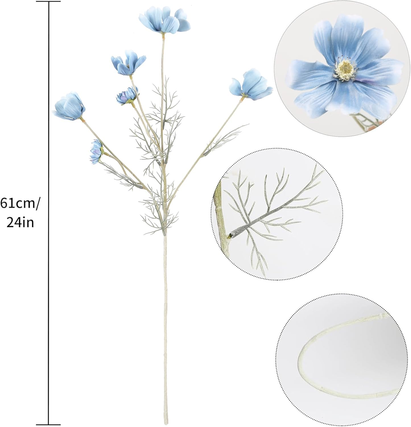 Daisy Flowers Artificial,6PCS Yellow Silk Flowers 24'' Artificial Wildflower Faux Cosmos Flower Stems for Wedding Party Kitchens Home Decoration(Yellow)