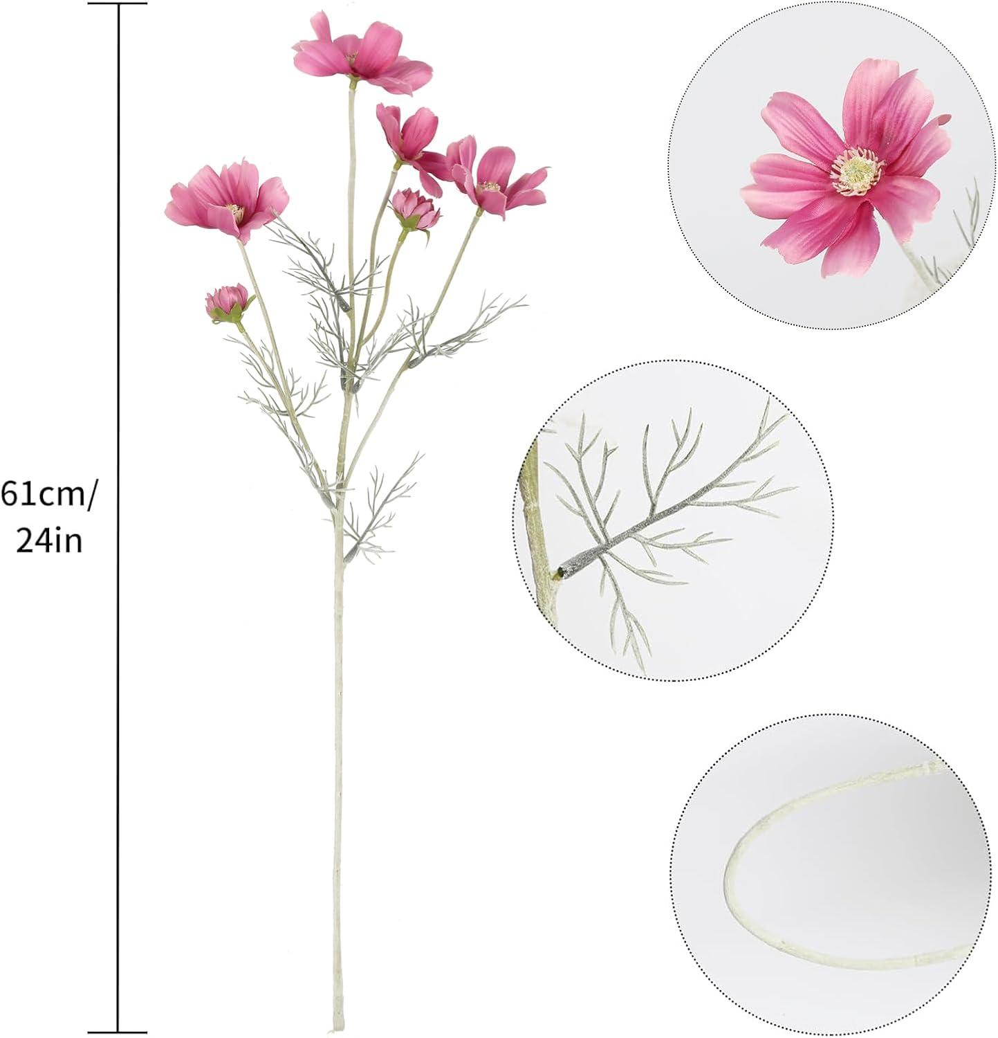Daisy Flowers Artificial,6PCS Yellow Silk Flowers 24'' Artificial Wildflower Faux Cosmos Flower Stems for Wedding Party Kitchens Home Decoration(Yellow)