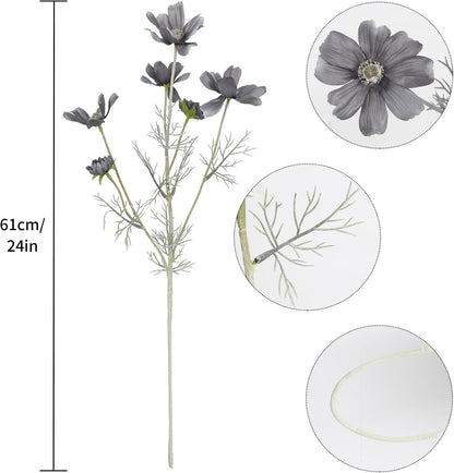 Daisy Flowers Artificial,6PCS Yellow Silk Flowers 24'' Artificial Wildflower Faux Cosmos Flower Stems for Wedding Party Kitchens Home Decoration(Yellow)