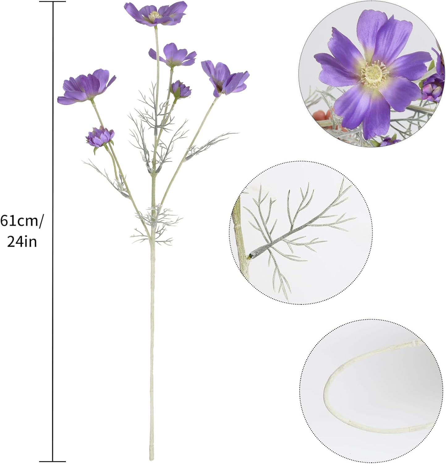 Daisy Flowers Artificial,6PCS Yellow Silk Flowers 24'' Artificial Wildflower Faux Cosmos Flower Stems for Wedding Party Kitchens Home Decoration(Yellow)