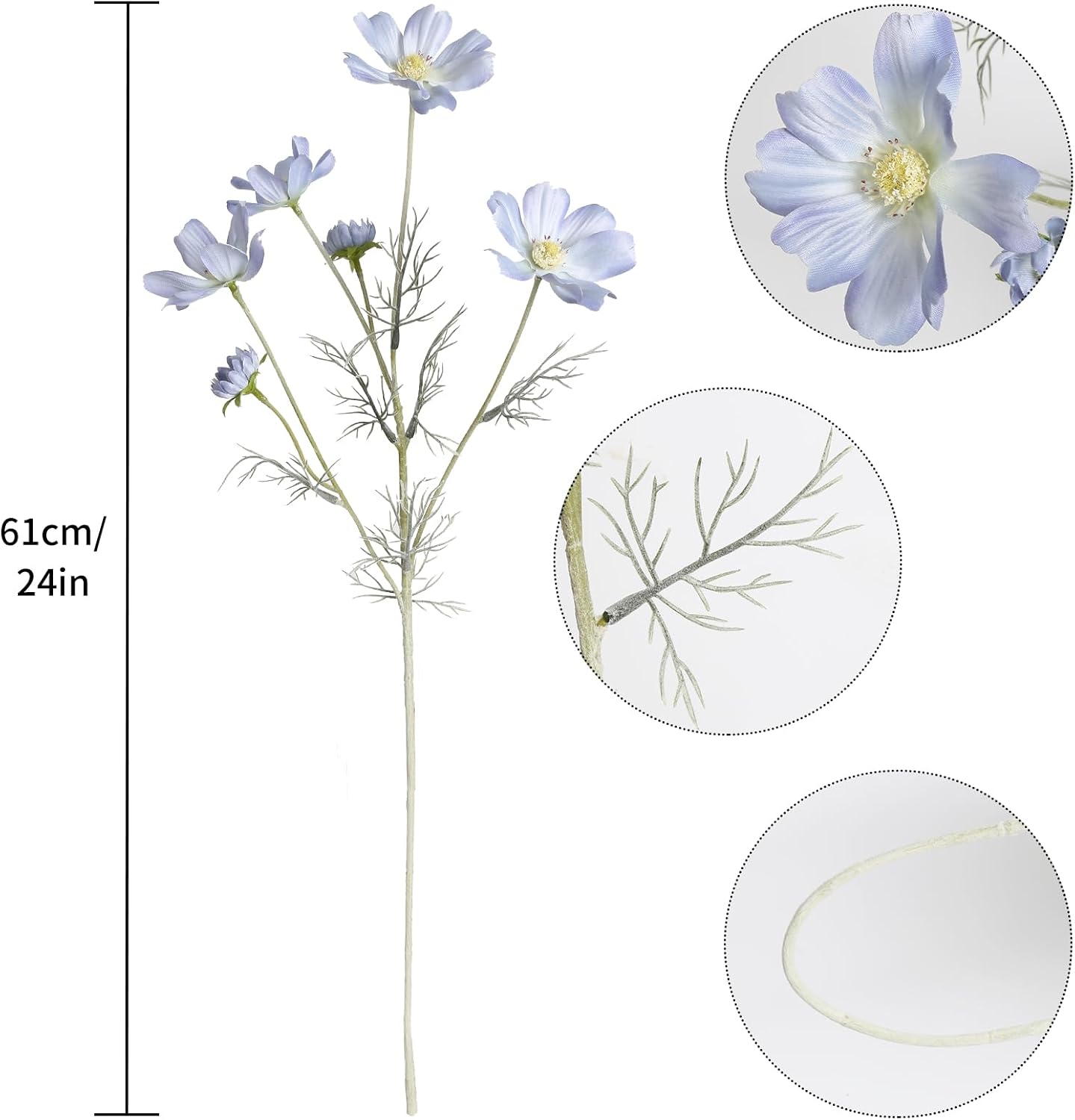 Daisy Flowers Artificial,6PCS Yellow Silk Flowers 24'' Artificial Wildflower Faux Cosmos Flower Stems for Wedding Party Kitchens Home Decoration(Yellow)