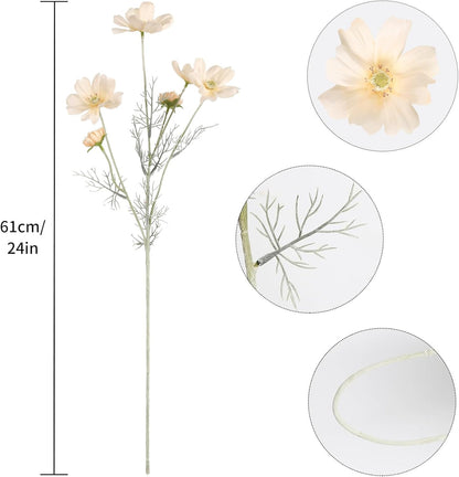 Daisy Flowers Artificial,6PCS Yellow Silk Flowers 24'' Artificial Wildflower Faux Cosmos Flower Stems for Wedding Party Kitchens Home Decoration(Yellow)