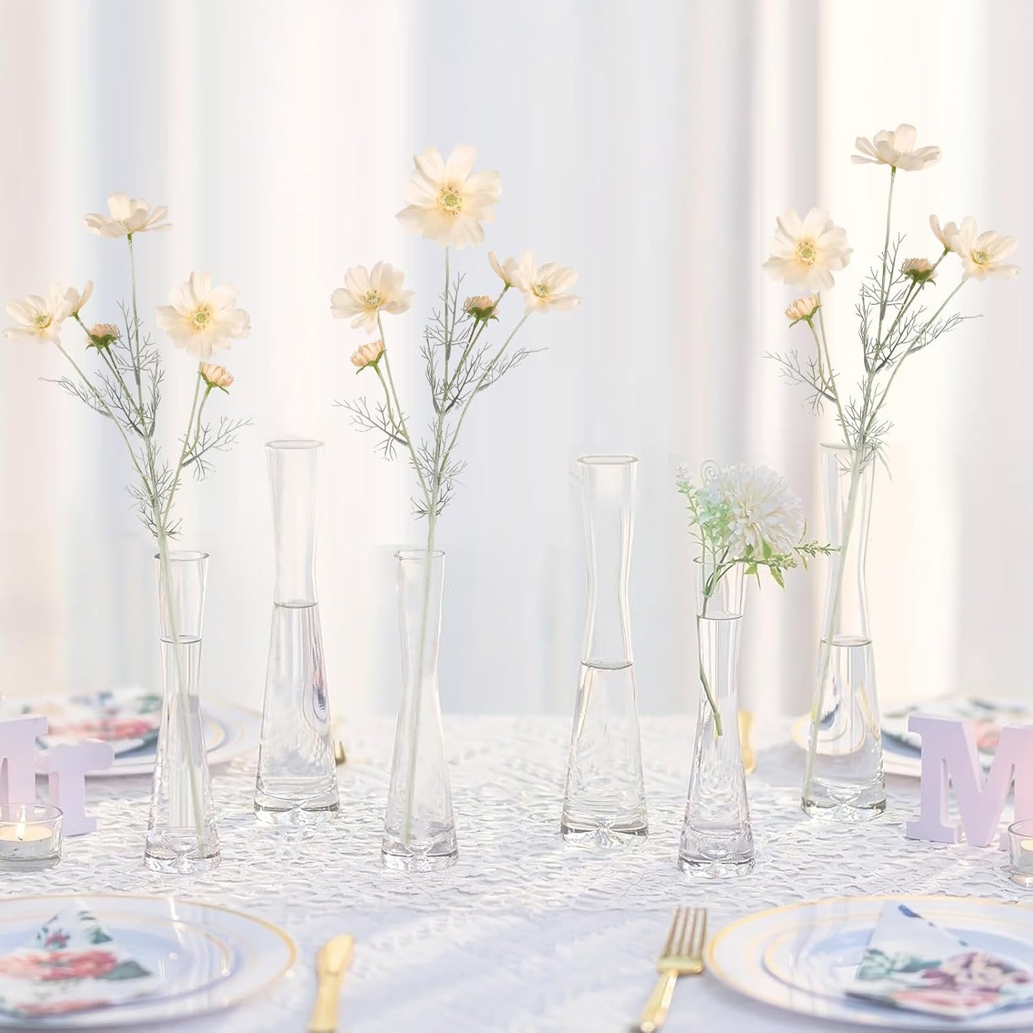Daisy Flowers Artificial,6PCS Yellow Silk Flowers 24'' Artificial Wildflower Faux Cosmos Flower Stems for Wedding Party Kitchens Home Decoration(Yellow)
