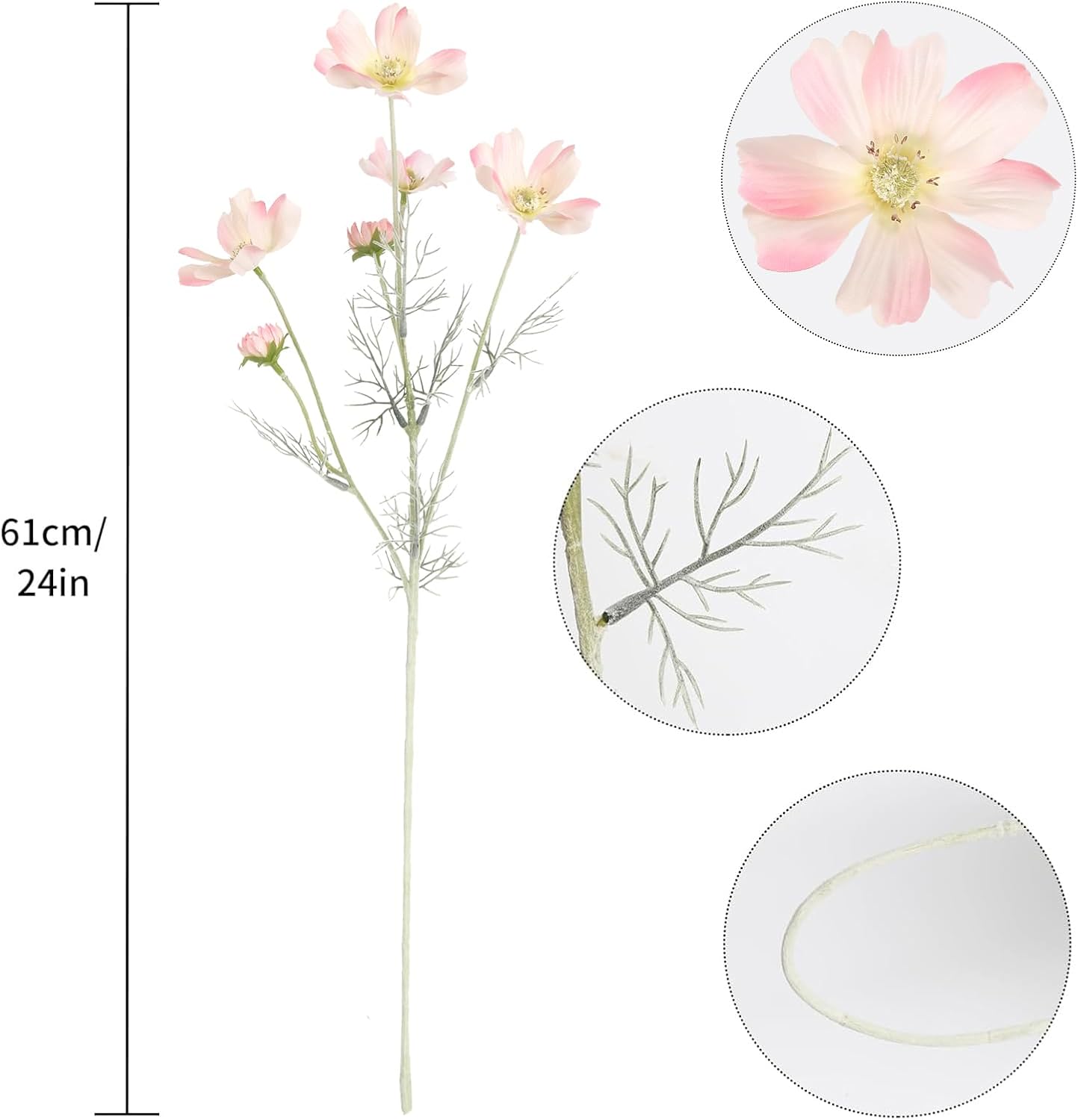 Daisy Flowers Artificial,6PCS Yellow Silk Flowers 24'' Artificial Wildflower Faux Cosmos Flower Stems for Wedding Party Kitchens Home Decoration(Yellow)