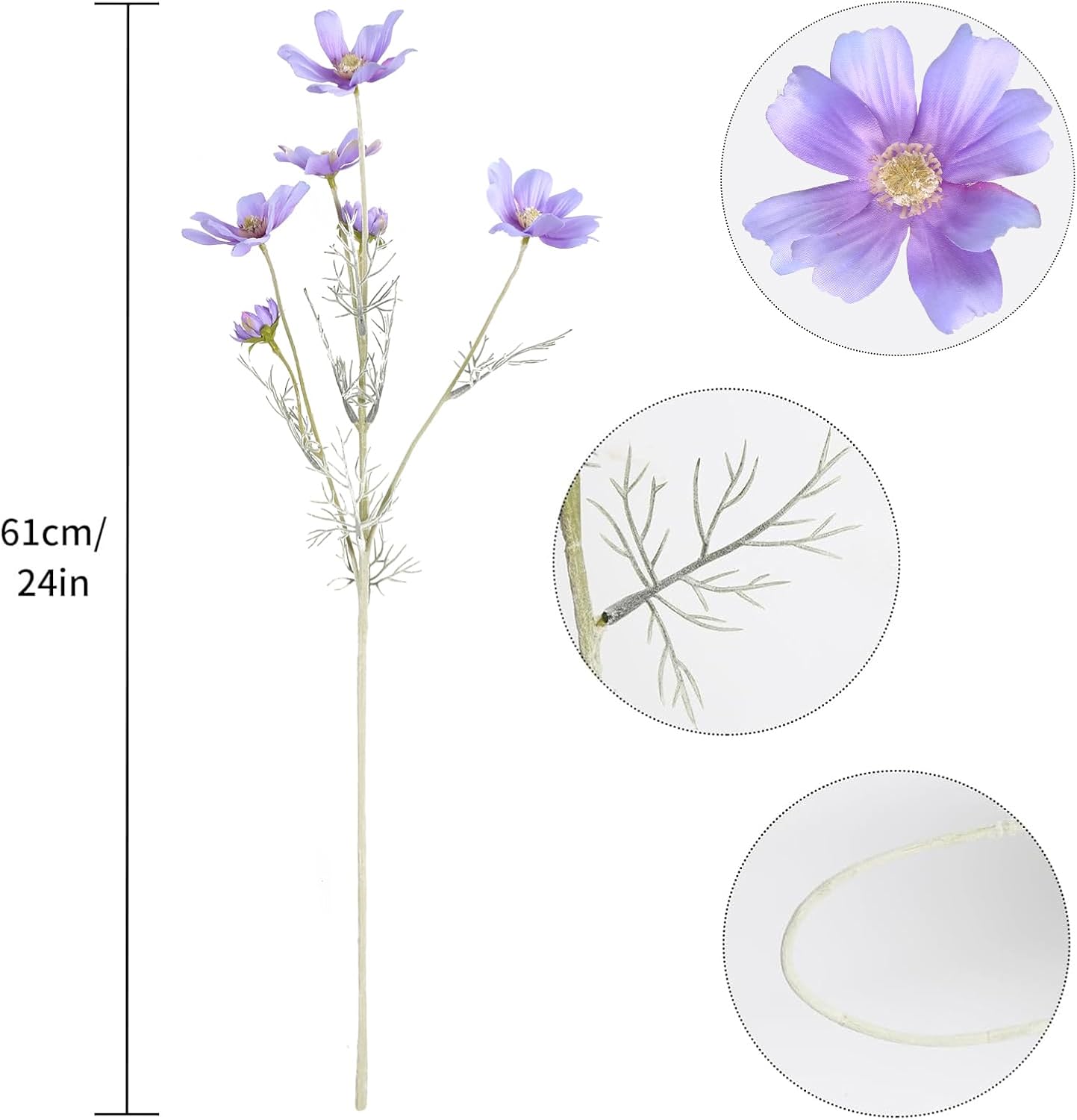 Daisy Flowers Artificial,6PCS Yellow Silk Flowers 24'' Artificial Wildflower Faux Cosmos Flower Stems for Wedding Party Kitchens Home Decoration(Yellow)