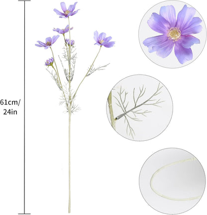 Daisy Flowers Artificial,6PCS Yellow Silk Flowers 24'' Artificial Wildflower Faux Cosmos Flower Stems for Wedding Party Kitchens Home Decoration(Yellow)