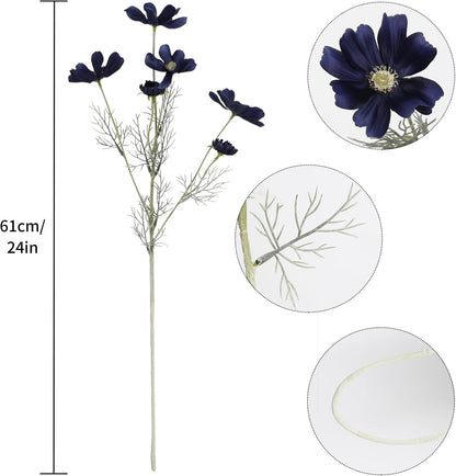 Daisy Flowers Artificial,6PCS Yellow Silk Flowers 24'' Artificial Wildflower Faux Cosmos Flower Stems for Wedding Party Kitchens Home Decoration(Yellow)