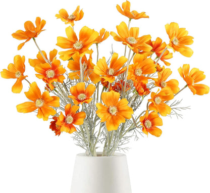 Daisy Flowers Artificial,6PCS Yellow Silk Flowers 24'' Artificial Wildflower Faux Cosmos Flower Stems for Wedding Party Kitchens Home Decoration(Yellow)