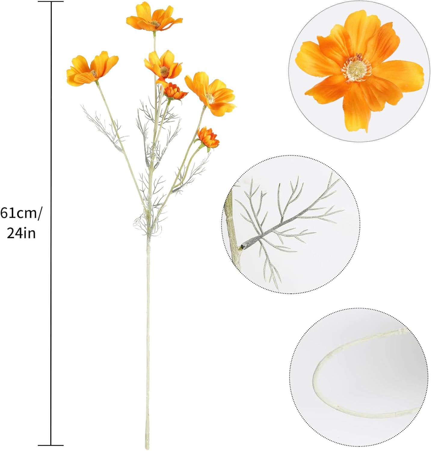 Daisy Flowers Artificial,6PCS Yellow Silk Flowers 24'' Artificial Wildflower Faux Cosmos Flower Stems for Wedding Party Kitchens Home Decoration(Yellow)