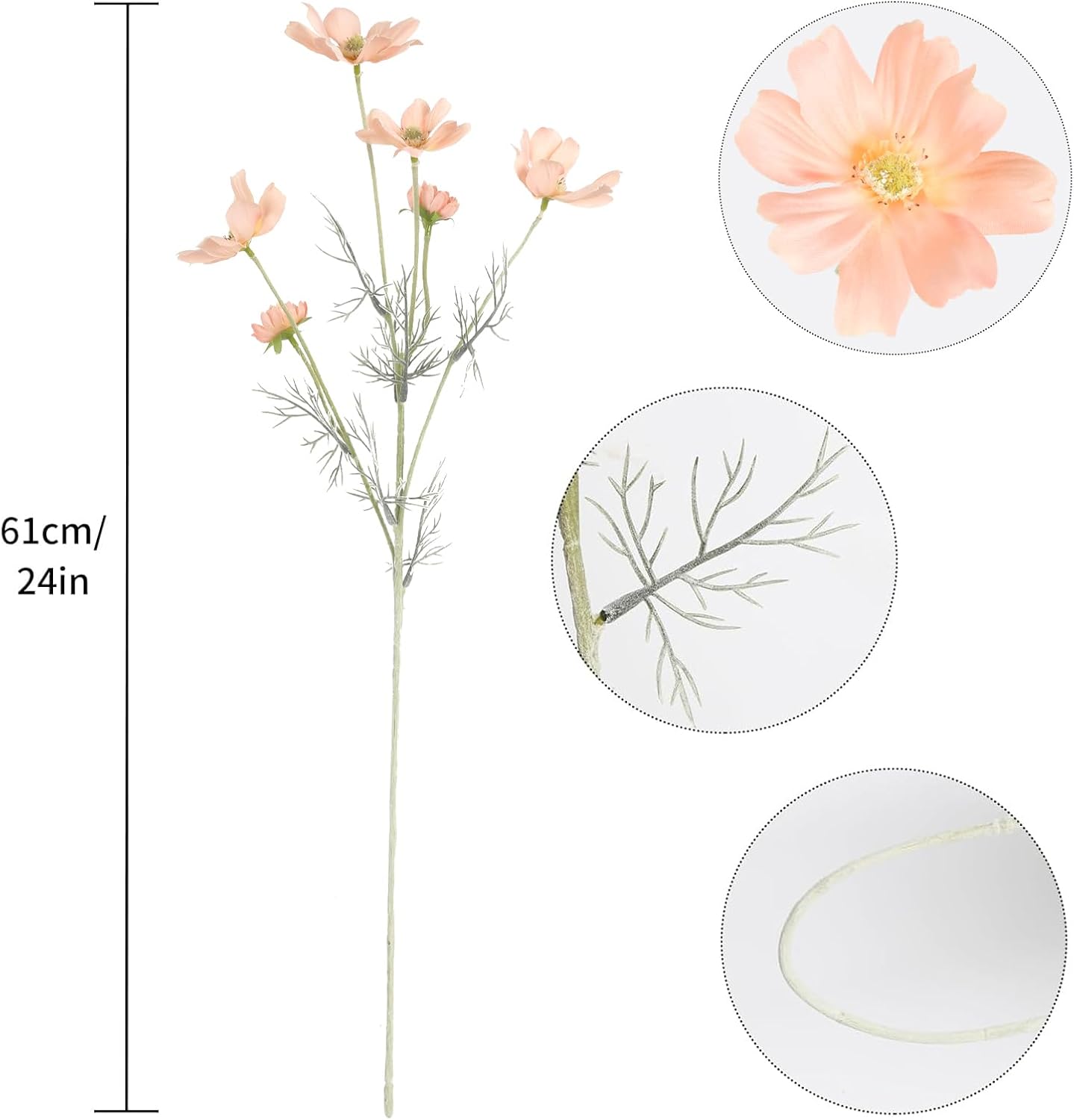 Daisy Flowers Artificial,6PCS Yellow Silk Flowers 24'' Artificial Wildflower Faux Cosmos Flower Stems for Wedding Party Kitchens Home Decoration(Yellow)