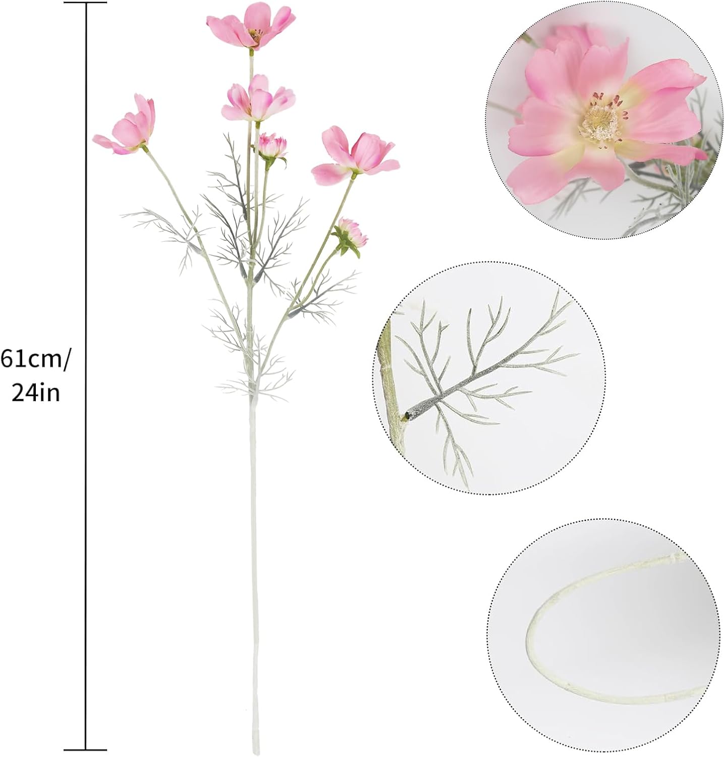 Daisy Flowers Artificial,6PCS Yellow Silk Flowers 24'' Artificial Wildflower Faux Cosmos Flower Stems for Wedding Party Kitchens Home Decoration(Yellow)