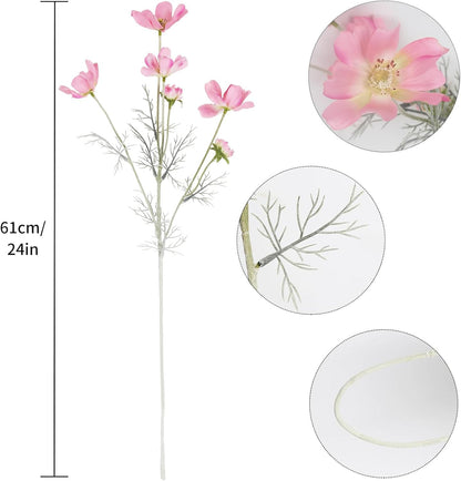 Daisy Flowers Artificial,6PCS Yellow Silk Flowers 24'' Artificial Wildflower Faux Cosmos Flower Stems for Wedding Party Kitchens Home Decoration(Yellow)