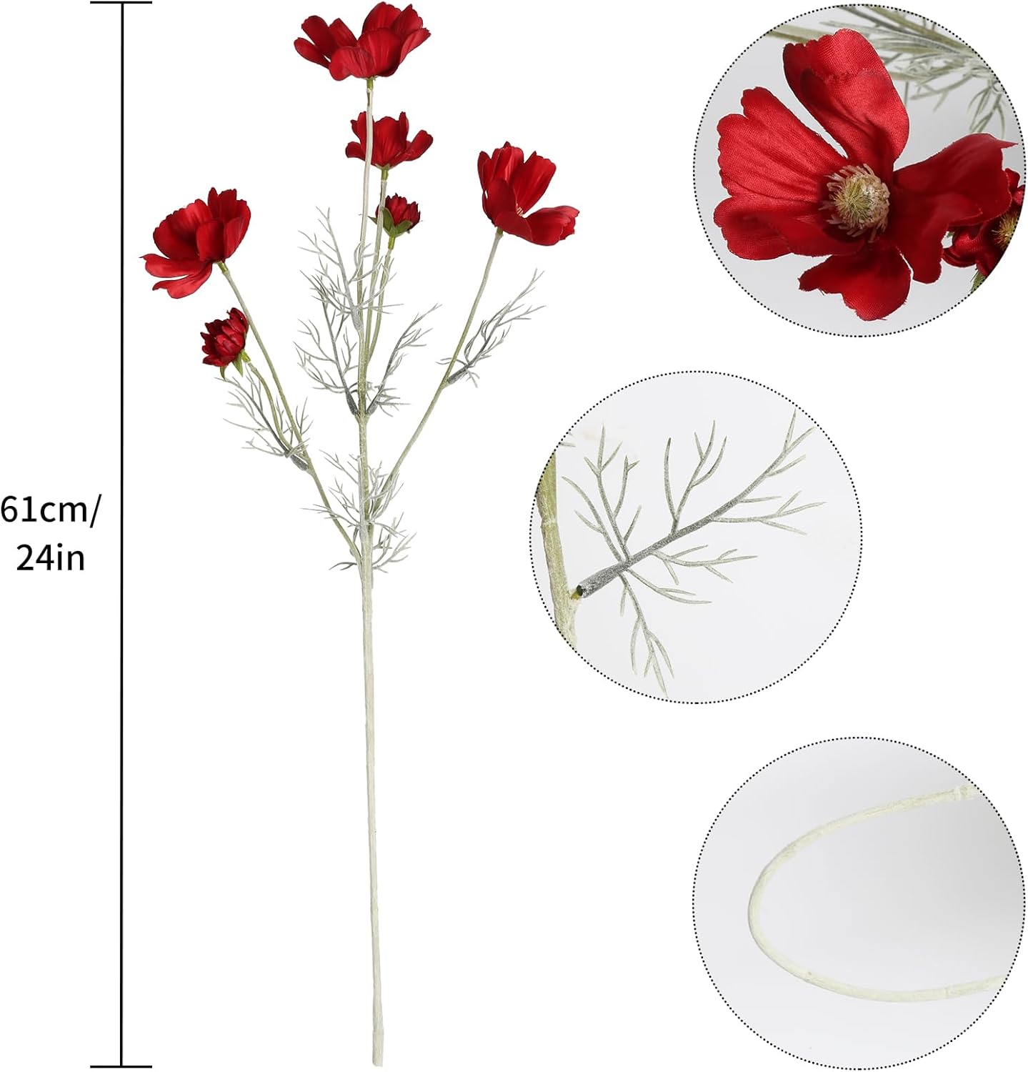 Daisy Flowers Artificial,6PCS Yellow Silk Flowers 24'' Artificial Wildflower Faux Cosmos Flower Stems for Wedding Party Kitchens Home Decoration(Yellow)