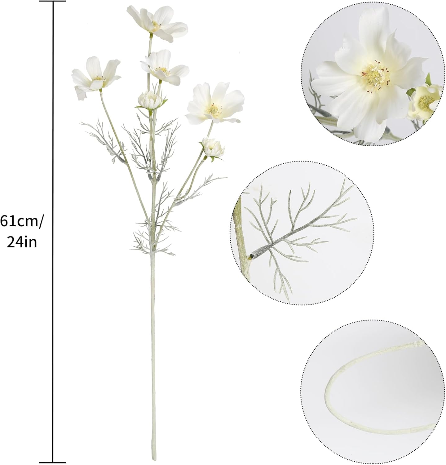 Daisy Flowers Artificial,6PCS Yellow Silk Flowers 24'' Artificial Wildflower Faux Cosmos Flower Stems for Wedding Party Kitchens Home Decoration(Yellow)