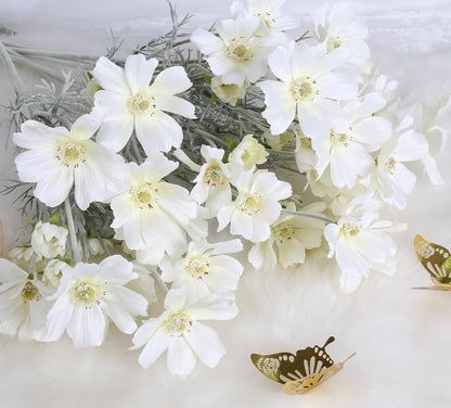 Daisy Flowers Artificial,6PCS Yellow Silk Flowers 24'' Artificial Wildflower Faux Cosmos Flower Stems for Wedding Party Kitchens Home Decoration(Yellow)
