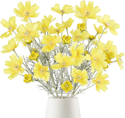 Daisy Flowers Artificial,6PCS Yellow Silk Flowers 24'' Artificial Wildflower Faux Cosmos Flower Stems for Wedding Party Kitchens Home Decoration(Yellow)