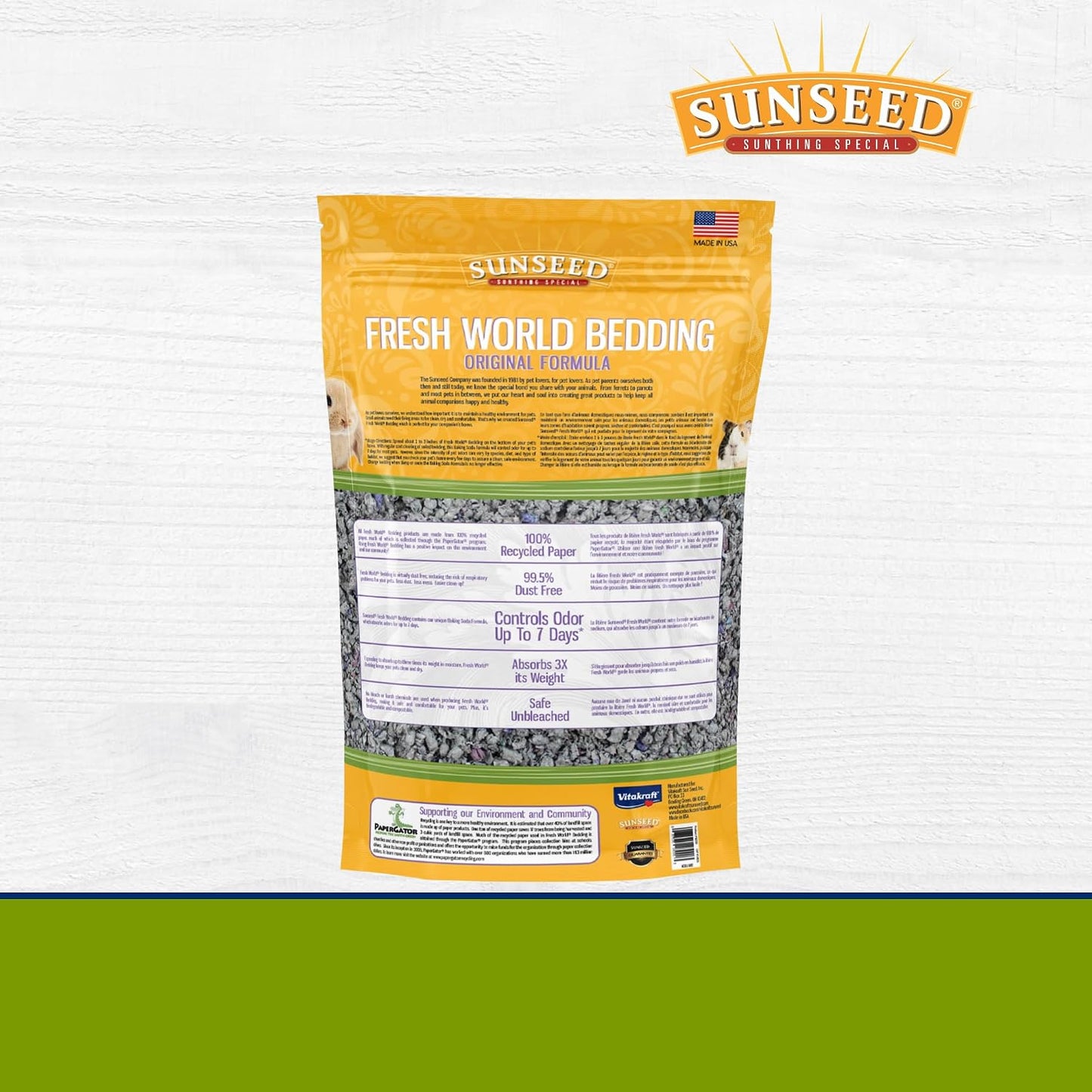 18220 Fresh World Bedding for Small Animals, Original Gray - 450 Cubic Inch