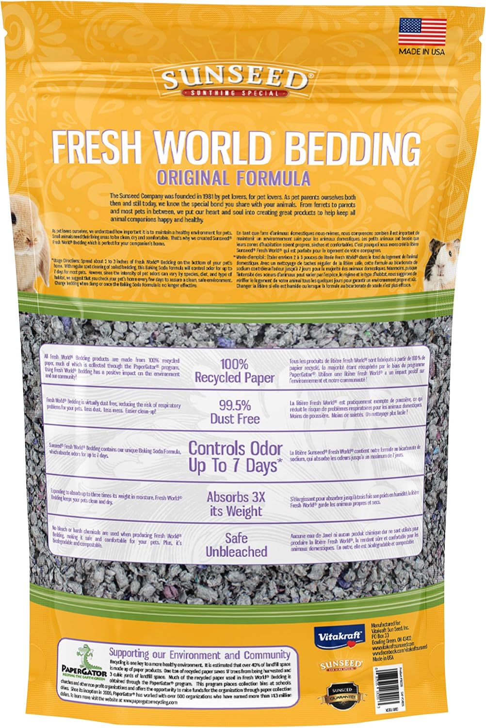 18220 Fresh World Bedding for Small Animals, Original Gray - 450 Cubic Inch