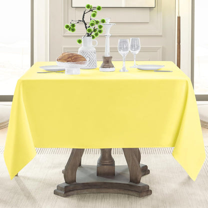 Square Tablecloth 52 x 52 Inch Yellow Polyester Stain-Wrinkle Resistant Washable Table Cloth for Holiday, Buffet Parties, and Wedding 1 Pack