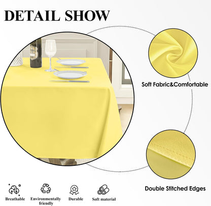 Square Tablecloth 52 x 52 Inch Yellow Polyester Stain-Wrinkle Resistant Washable Table Cloth for Holiday, Buffet Parties, and Wedding 1 Pack