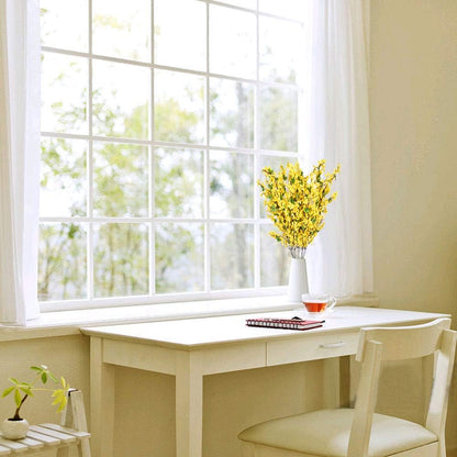 6Pcs Yellow Artificial Flowers 25.5in Long Stem Forsythia Branches | Realistic Silk Yellow Faux Flowers with Flexible Stems, Perfect for Tall Vase Decor, Weddings, Home and Outdoor Arrangement