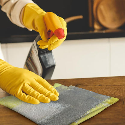 Yellow and Grey Hand Towels 2 Pack Set - Modern Yellow Gray Kitchen Dish Towels with Hanging Loop, Modern Kitchen Decor, 16x24
