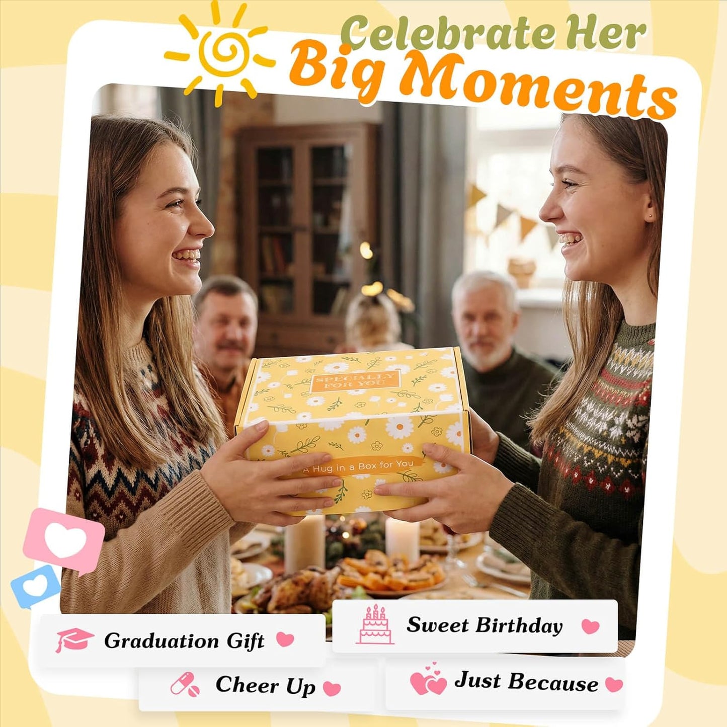 Sunshine Birthday Gifts for Women, Teen Girl Gifts Trendy Stuff | Teenage Girl Gift Baskets, Cheer Up Set, Pick Me Up Box for Woman , Daughter, Sister, Her, Best Friend