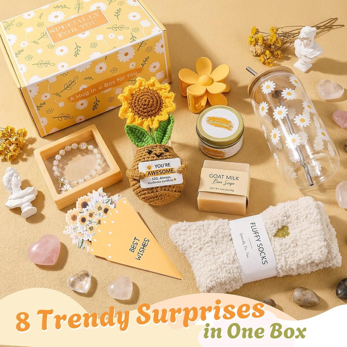 Sunshine Birthday Gifts for Women, Teen Girl Gifts Trendy Stuff | Teenage Girl Gift Baskets, Cheer Up Set, Pick Me Up Box for Woman , Daughter, Sister, Her, Best Friend
