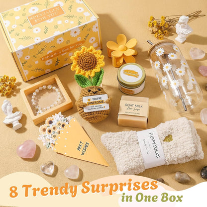 Sunshine Birthday Gifts for Women, Teen Girl Gifts Trendy Stuff | Teenage Girl Gift Baskets, Cheer Up Set, Pick Me Up Box for Woman , Daughter, Sister, Her, Best Friend