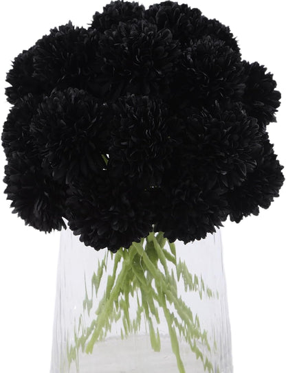 Kimura's Cabin 20pcs Fake Chrysanthemum Artificial Flowers Faux Silk Mums with Stem Balls Flowers for Vase Fillers Easter Home Table Floral Arrangements Wedding Party DIY Decoration(Yellow)