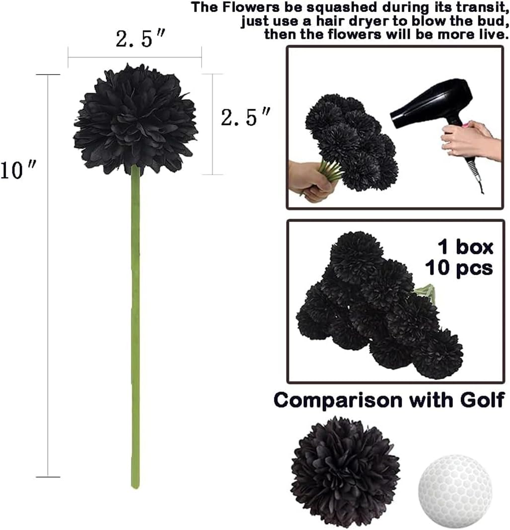 Kimura's Cabin 20pcs Fake Chrysanthemum Artificial Flowers Faux Silk Mums with Stem Balls Flowers for Vase Fillers Easter Home Table Floral Arrangements Wedding Party DIY Decoration(Yellow)