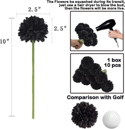 Kimura's Cabin 20pcs Fake Chrysanthemum Artificial Flowers Faux Silk Mums with Stem Balls Flowers for Vase Fillers Easter Home Table Floral Arrangements Wedding Party DIY Decoration(Yellow)